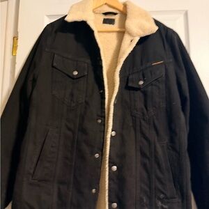Men's Nudie Jeans Black Sherpa-Lined Jacket